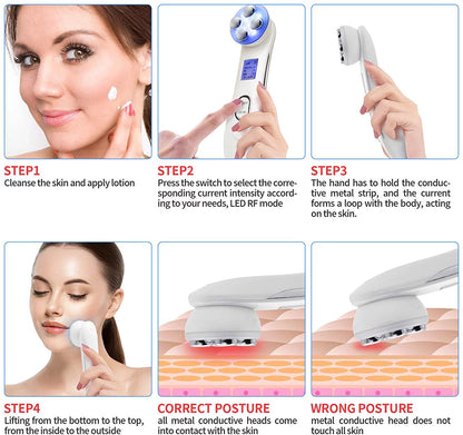 5 in 1 Facial Beauty Skin Tightening Machine RF LED Light Photon Therapy Beauty Device