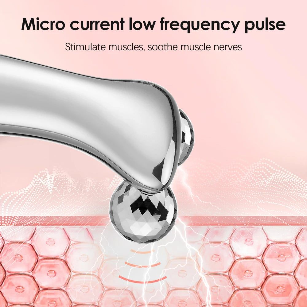 Electric Facial Micro-Current Beauty Instrument LED Display Face Lift Roller Massager Skin Tighten Massage Beauty Devices