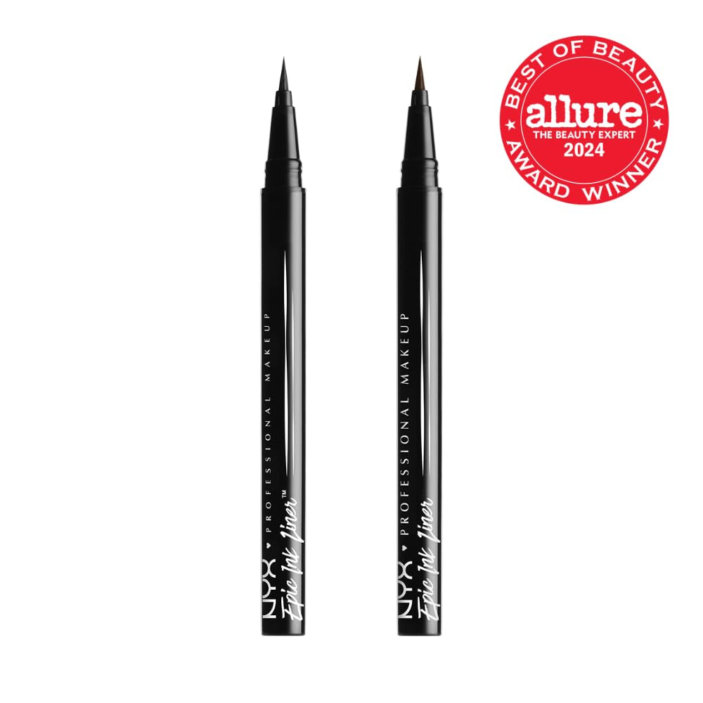 Epic Ink Liner, Waterproof Liquid Eyeliner - Black (Pack of 2), Vegan Formula