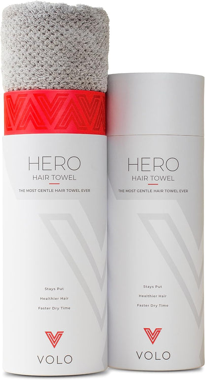 Hero Luna Gray Hair Towel - Ultra Soft, Quick Drying, anti Frizz, Large Size, USA Made