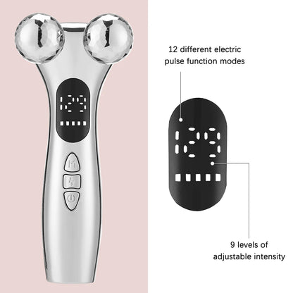 Electric Facial Micro-Current Beauty Instrument LED Display Face Lift Roller Massager Skin Tighten Massage Beauty Devices